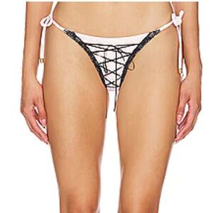 Black and pink Lace-Up Bikini Bottom
